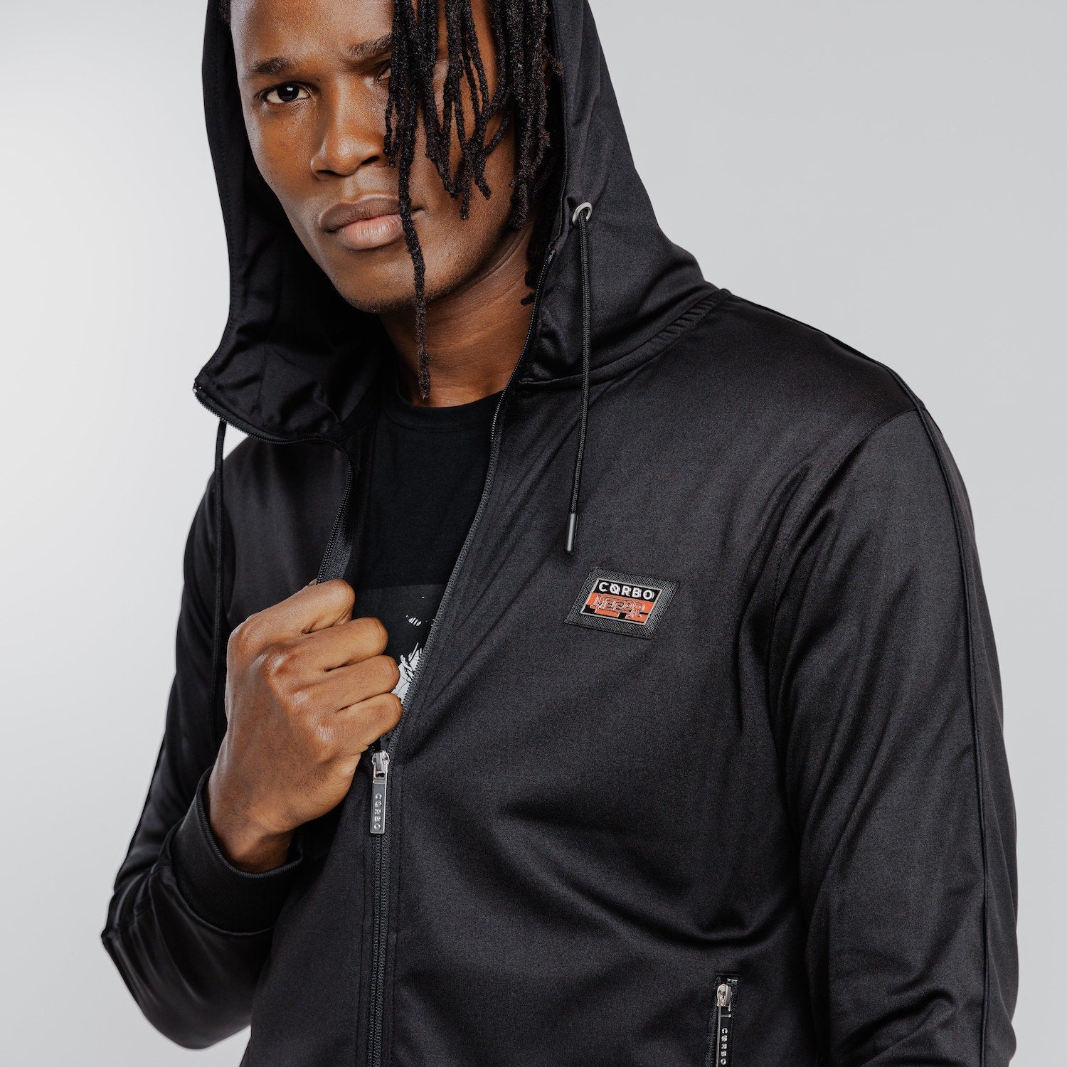 Meteor Hooded Tracksuit Black on Black
