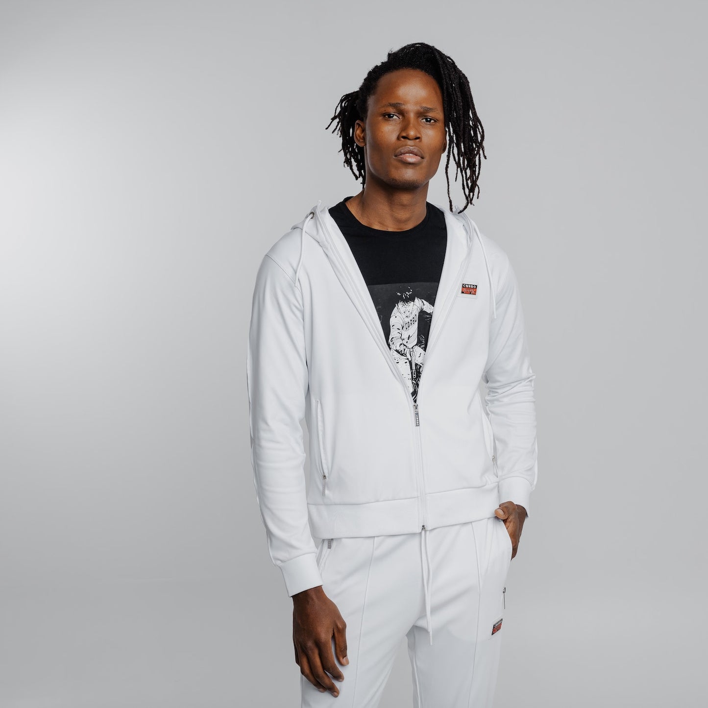 Meteor Hooded Tracksuit White on White